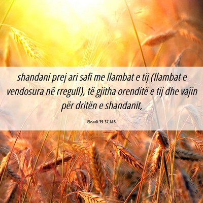 Picture 06 - Eksodi 39:37 ALB - shandani prej ari safi me llambat e tij (llambat - Bible Verse Picture