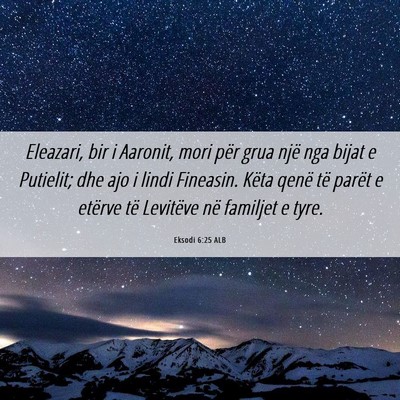 Picture 06 - Eksodi 6:25 ALB - Eleazari, bir i Aaronit, mori për grua një nga - Bible Verse Picture