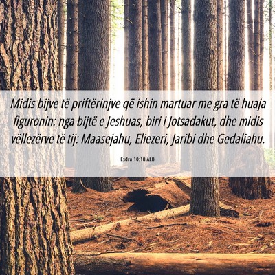 Picture 06 - Esdra 10:18 ALB - Midis bijve të priftërinjve që ishin martuar - Bible Verse Picture