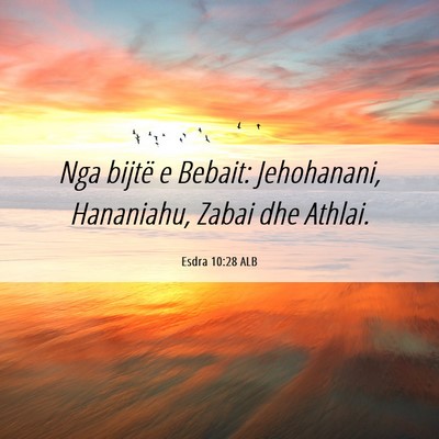 Picture 06 - Esdra 10:28 ALB - Nga bijtë e Bebait: Jehohanani, Hananiahu, Zabai - Bible Verse Picture