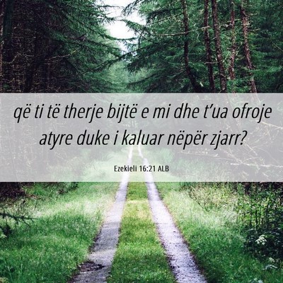 Picture 06 - Ezekieli 16:21 ALB - që ti të therje bijtë e mi dhe t’ua ofroje - Bible Verse Picture