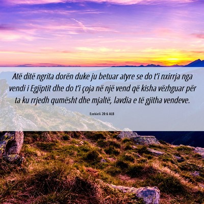 Picture 06 - Ezekieli 20:6 ALB - Atë ditë ngrita dorën duke ju betuar atyre se - Bible Verse Picture