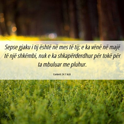 Picture 06 - Ezekieli 24:7 ALB - Sepse gjaku i tij është në mes të tij; e ka - Bible Verse Picture