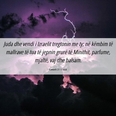 Picture 06 - Ezekieli 27:17 ALB - Juda dhe vendi i Izraelit tregtonin me ty; në - Bible Verse Picture