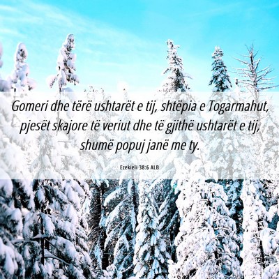 Picture 06 - Ezekieli 38:6 ALB - Gomeri dhe tërë ushtarët e tij, shtëpia e - Bible Verse Picture