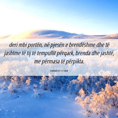 Picture 06 - Ezekieli 41:17 ALB - deri mbi portën, në pjesën e brendëshme dhe - Bible Verse Picture