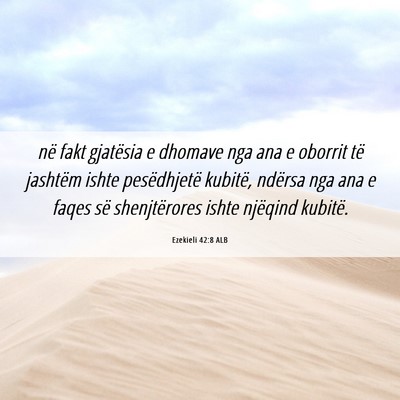 Picture 06 - Ezekieli 42:8 ALB - në fakt gjatësia e dhomave nga ana e oborrit - Bible Verse Picture