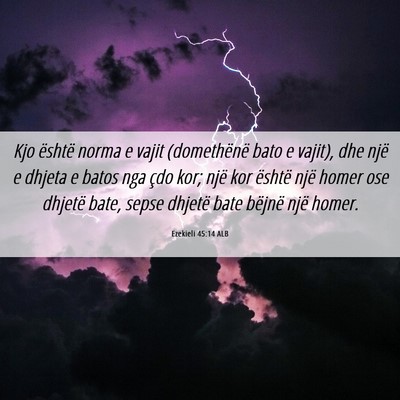Picture 06 - Ezekieli 45:14 ALB - Kjo është norma e vajit (domethënë bato e - Bible Verse Picture