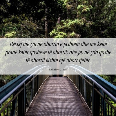 Picture 06 - Ezekieli 46:21 ALB - Pastaj më çoi në oborrin e jashtëm dhe më - Bible Verse Picture