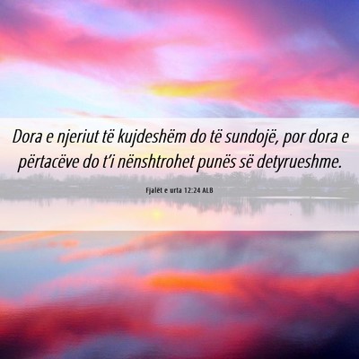 Picture 06 - Fjalët e urta 12:24 ALB - Dora e njeriut të kujdeshëm do të sundojë, - Bible Verse Picture
