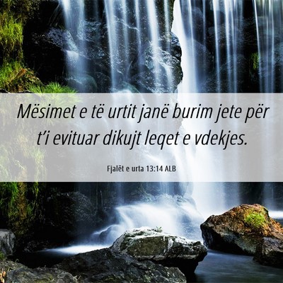 Picture 06 - Fjalët e urta 13:14 ALB - Mësimet e të urtit janë burim jete për t’i - Bible Verse Picture
