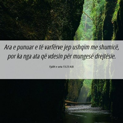 Picture 06 - Fjalët e urta 13:23 ALB - Ara e punuar e të varfërve jep ushqim me - Bible Verse Picture
