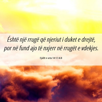 Picture 06 - Fjalët e urta 14:12 ALB - Éshtë një rrugë që njeriut i duket e - Bible Verse Picture