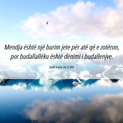 Picture 06 - Fjalët e urta 16:22 ALB - Mendja është një burim jete për atë që e - Bible Verse Picture