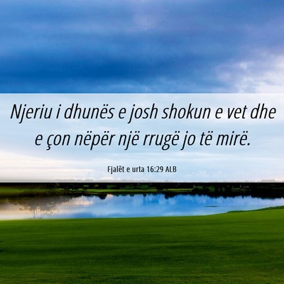 Picture 06 - Fjalët e urta 16:29 ALB - Njeriu i dhunës e josh shokun e vet dhe e çon - Bible Verse Picture