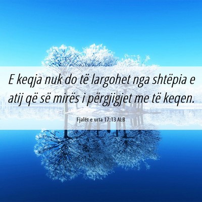 Picture 06 - Fjalët e urta 17:13 ALB - E keqja nuk do të largohet nga shtëpia e atij - Bible Verse Picture