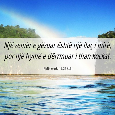 Picture 06 - Fjalët e urta 17:22 ALB - Një zemër e gëzuar është një ilaç i mirë, - Bible Verse Picture