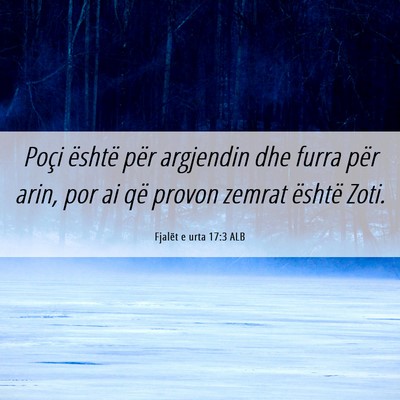 Picture 06 - Fjalët e urta 17:3 ALB - Poçi është për argjendin dhe furra për arin, - Bible Verse Picture
