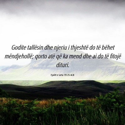 Picture 06 - Fjalët e urta 19:25 ALB - Godite tallësin dhe njeriu i thjeshtë do të - Bible Verse Picture