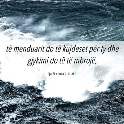 Picture 06 - Fjalët e urta 2:11 ALB - të menduarit do të kujdeset për ty dhe gjykimi - Bible Verse Picture
