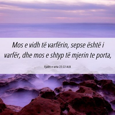 Picture 06 - Fjalët e urta 22:22 ALB - Mos e vidh të varfërin, sepse është i - Bible Verse Picture