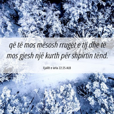 Picture 06 - Fjalët e urta 22:25 ALB - që të mos mësosh rrugët e tij dhe të mos - Bible Verse Picture