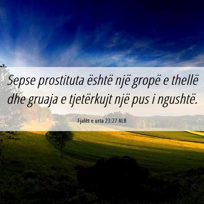 Picture 06 - Fjalët e urta 23:27 ALB - Sepse prostituta është një gropë e thellë - Bible Verse Picture