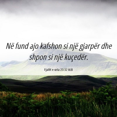 Picture 06 - Fjalët e urta 23:32 ALB - Në fund ajo kafshon si një gjarpër dhe shpon - Bible Verse Picture