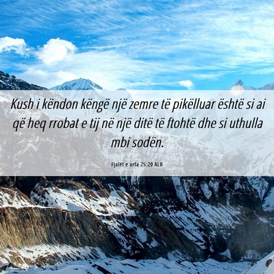 Picture 06 - Fjalët e urta 25:20 ALB - Kush i këndon këngë një zemre të pikëlluar - Bible Verse Picture