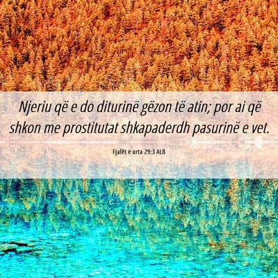 Picture 06 - Fjalët e urta 29:3 ALB - Njeriu që e do diturinë gëzon të atin; por ai - Bible Verse Picture