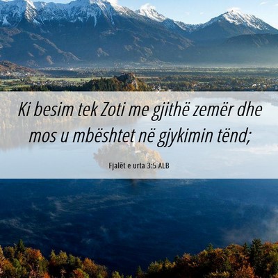 Picture 06 - Fjalët e urta 3:5 ALB - Ki besim tek Zoti me gjithë zemër dhe mos u - Bible Verse Picture