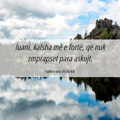 Picture 06 - Fjalët e urta 30:30 ALB - luani, kafsha më e fortë, që nuk zmprapset - Bible Verse Picture