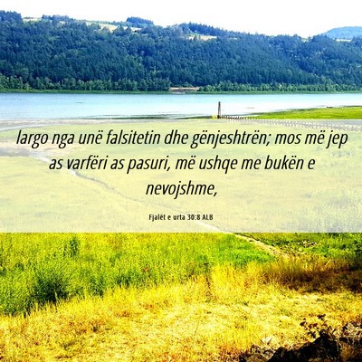 Picture 06 - Fjalët e urta 30:8 ALB - largo nga unë falsitetin dhe gënjeshtrën; mos - Bible Verse Picture