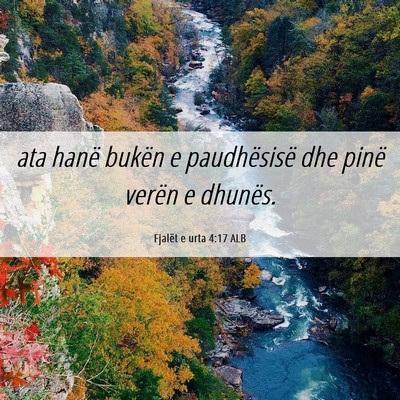Picture 06 - Fjalët e urta 4:17 ALB - ata hanë bukën e paudhësisë dhe pinë verën - Bible Verse Picture