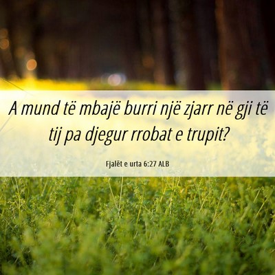 Picture 06 - Fjalët e urta 6:27 ALB - A mund të mbajë burri një zjarr në gji të - Bible Verse Picture