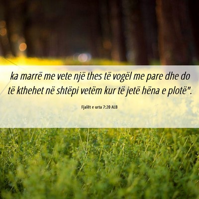 Picture 06 - Fjalët e urta 7:20 ALB - ka marrë me vete një thes të vogël me pare - Bible Verse Picture