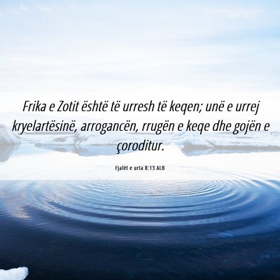 Picture 06 - Fjalët e urta 8:13 ALB - Frika e Zotit është të urresh të keqen; unë - Bible Verse Picture