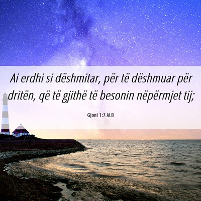 Picture 06 - Gjoni 1:7 ALB - Ai erdhi si dëshmitar, për të dëshmuar për - Bible Verse Picture