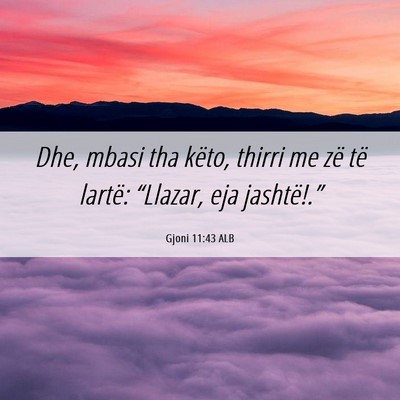 Picture 06 - Gjoni 11:43 ALB - Dhe, mbasi tha këto, thirri me zë të lartë: - Bible Verse Picture