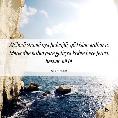 Picture 06 - Gjoni 11:45 ALB - Atëherë shumë nga Judenjtë, që kishin ardhur - Bible Verse Picture