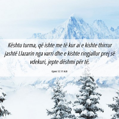 Picture 06 - Gjoni 12:17 ALB - Kështu turma, që ishte me të kur ai e kishte - Bible Verse Picture