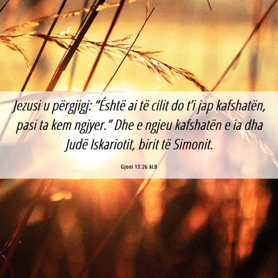 Picture 06 - Gjoni 13:26 ALB - Jezusi u përgjigj: “Éshtë ai të cilit do - Bible Verse Picture