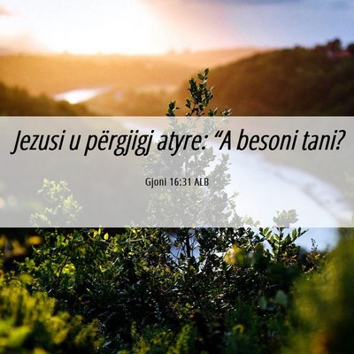 Picture 06 - Gjoni 16:31 ALB - Jezusi u përgjigj atyre: “A besoni - Bible Verse Picture
