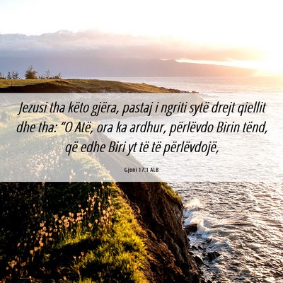 Picture 06 - Gjoni 17:1 ALB - Jezusi tha këto gjëra, pastaj i ngriti sytë - Bible Verse Picture