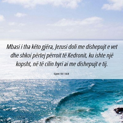Picture 06 - Gjoni 18:1 ALB - Mbasi i tha këto gjëra, Jezusi doli me - Bible Verse Picture