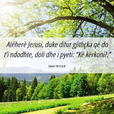 Picture 06 - Gjoni 18:4 ALB - Atëherë Jezusi, duke ditur gjithçka që do - Bible Verse Picture