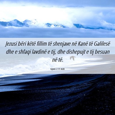 Picture 06 - Gjoni 2:11 ALB - Jezusi bëri këtë fillim të shenjave në Kanë - Bible Verse Picture