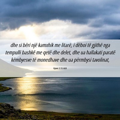 Picture 06 - Gjoni 2:15 ALB - dhe si bëri një kamxhik me litarë, i dëboi - Bible Verse Picture
