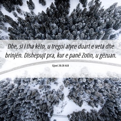 Picture 06 - Gjoni 20:20 ALB - Dhe, si i tha këto, u tregoi atyre duart e veta - Bible Verse Picture