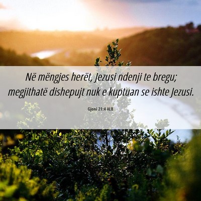 Picture 06 - Gjoni 21:4 ALB - Në mëngjes herët, Jezusi ndenji te bregu; - Bible Verse Picture